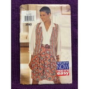 butterick sewing pattern 3543 vest pants shirt size 12 14 16